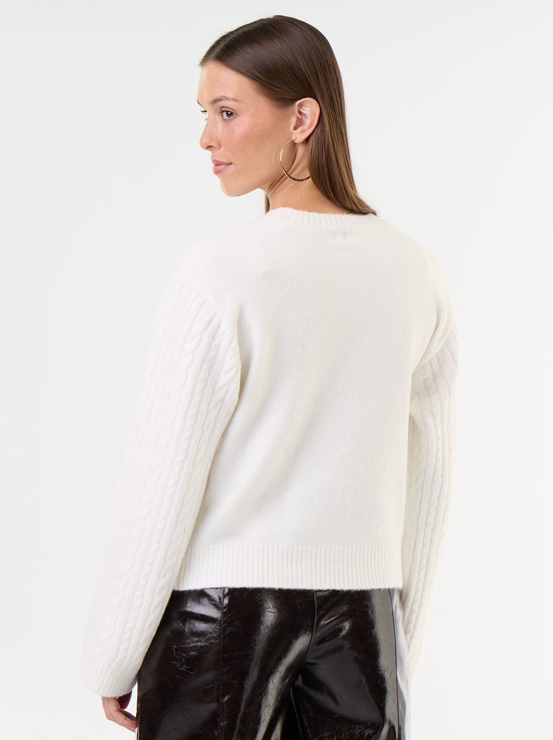 Jersey de ochos cuello redondo Blanco - Kiabi