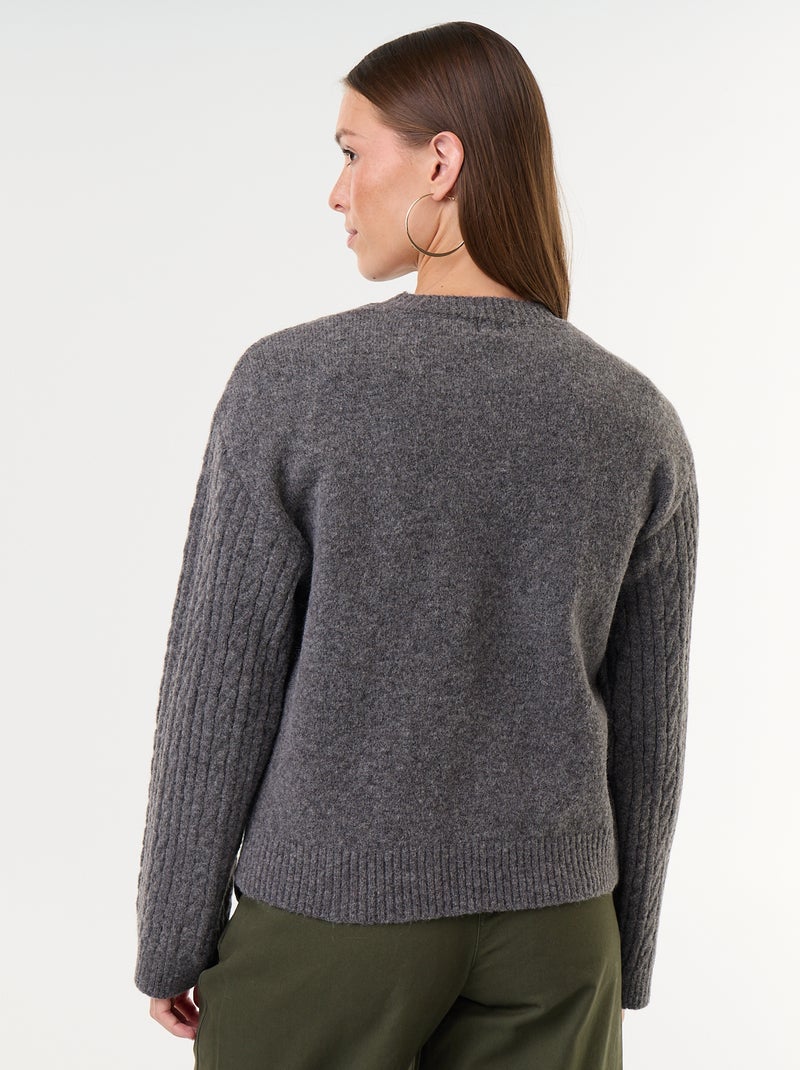 Jersey de ochos cuello redondo Gris - Kiabi