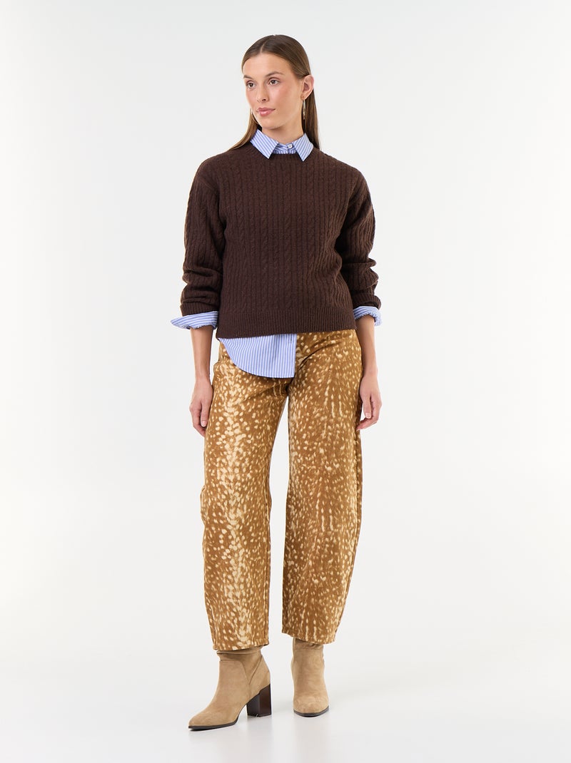 Jersey de ochos cuello redondo Marron - Kiabi