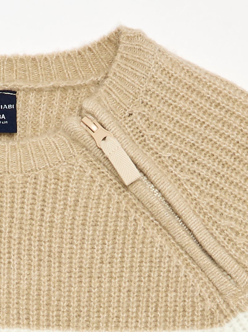 Jersey de punto a rayas - colección fácil de poner Beige - Kiabi