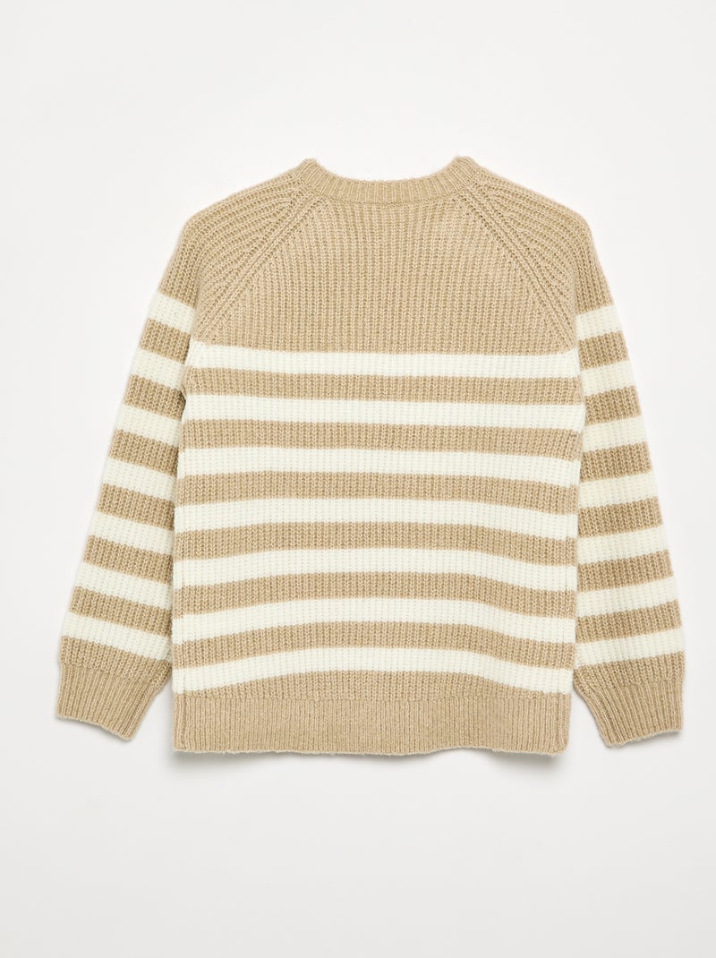 Jersey de punto a rayas - colección fácil de poner Beige - Kiabi
