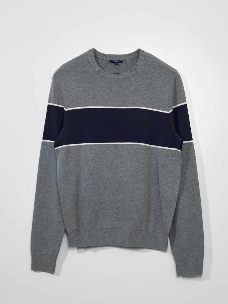 Jersey de punto a rayas GRIS - Kiabi