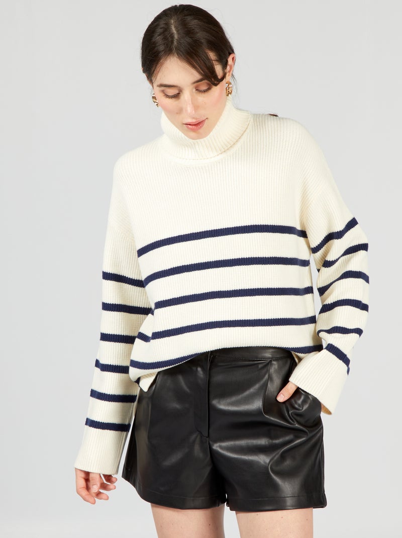 Jersey de punto a rayas NEGRO - Kiabi
