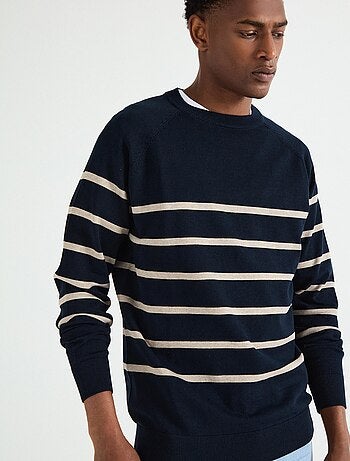 Jersey de punto a rayas para hombre, MO Fashion
