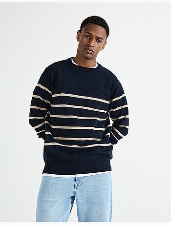Jersey de punto a rayas para hombre, MO Fashion