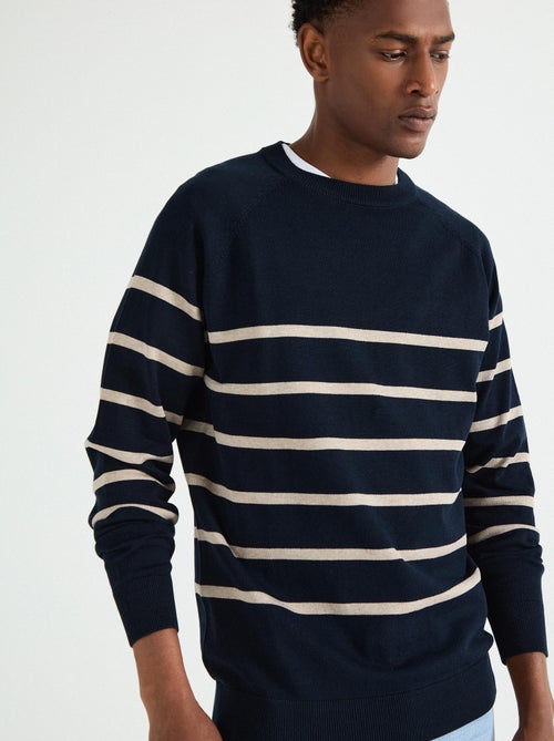 Jersey de punto a rayas para hombre, MO Fashion - Kiabi Jersey de punto a rayas para hombre, MO Fashion - Kiabi