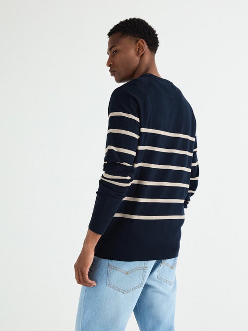 Jersey de punto a rayas para hombre, MO Fashion - Kiabi Jersey de punto a rayas para hombre, MO Fashion - Kiabi