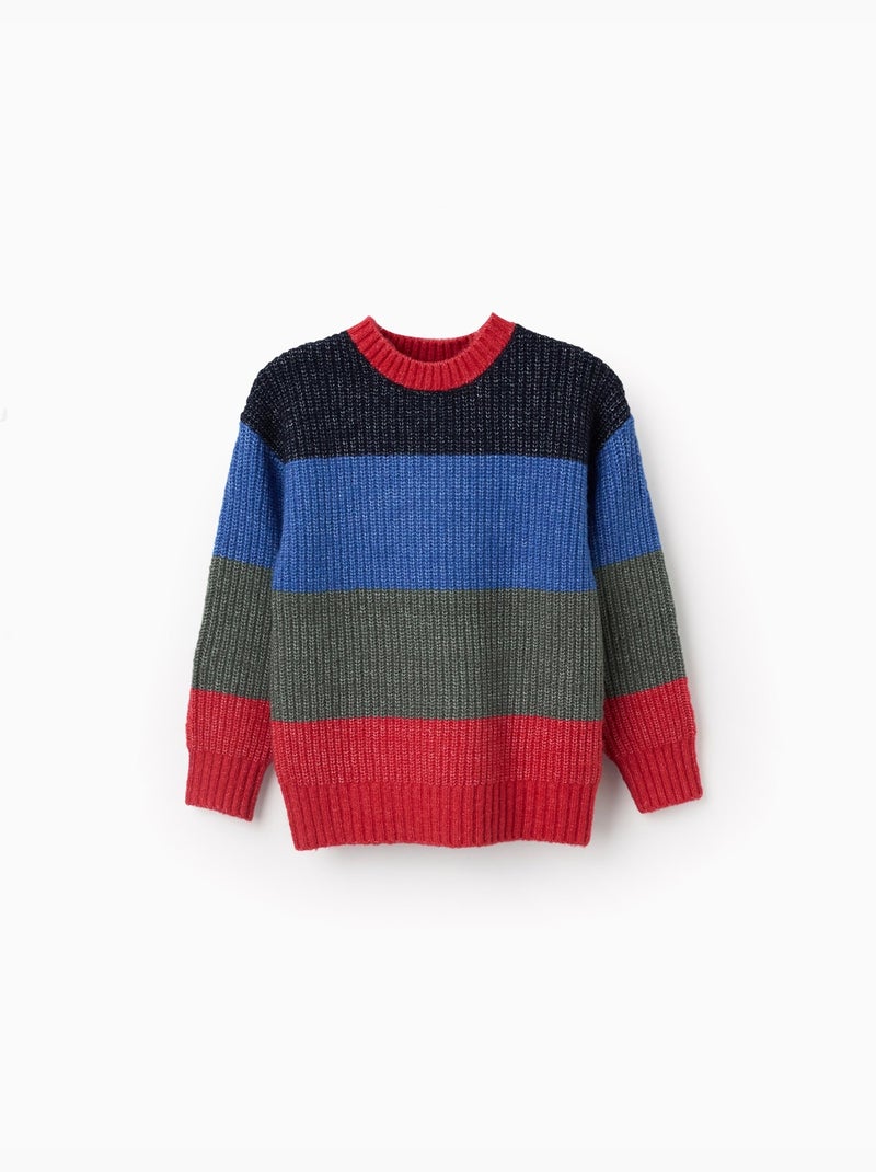Jersey de punto a rayas Rojo - Kiabi