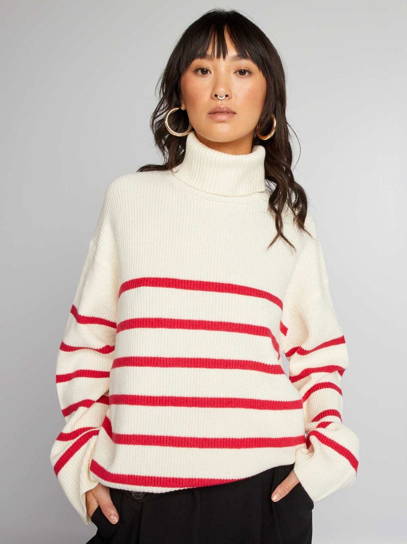 Jersey de punto a rayas ROSA - Kiabi