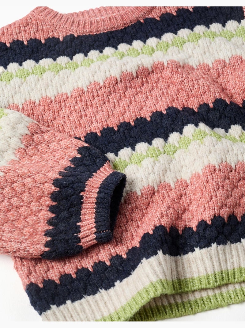 Jersey de punto a rayas Rosa - Kiabi