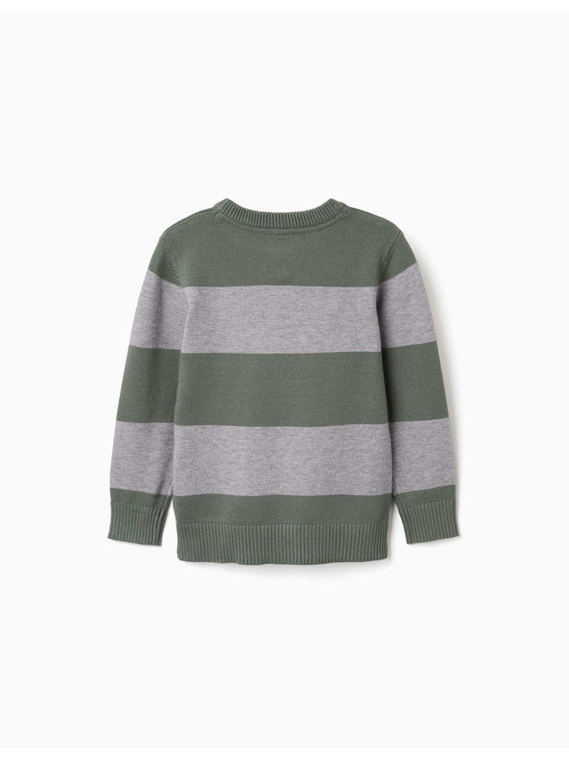 Jersey de punto a rayas Verde oscuro - Kiabi
