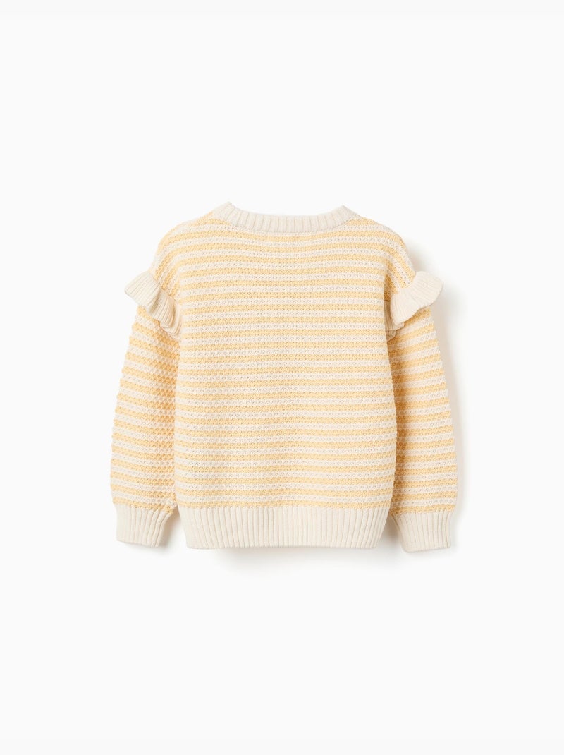 Jersey de punto a rayas y con volantes Amarillo claro - Kiabi