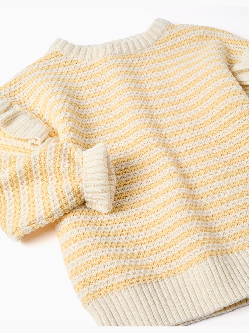 Jersey de punto a rayas y con volantes Amarillo claro - Kiabi