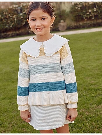 Jersey de punto a rayas y con volantes