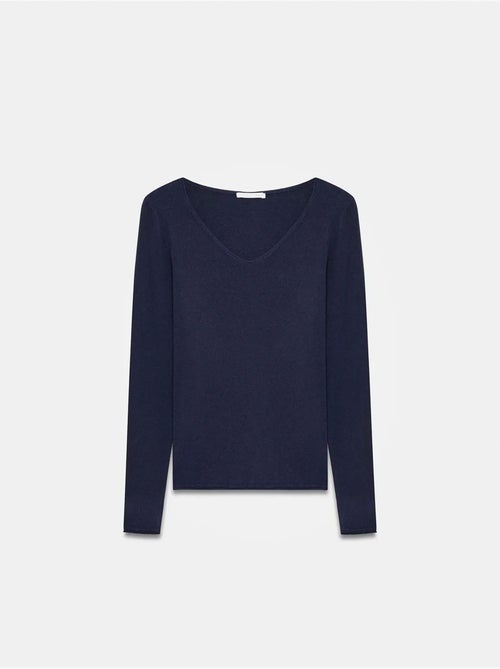 Jersey de punto acanalado de cuello en v slim fit dilvin - Kiabi Jersey de punto acanalado de cuello en v slim fit dilvin - Kiabi