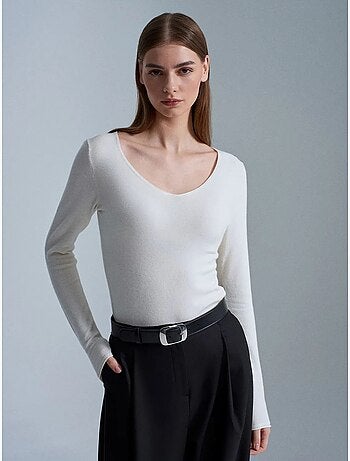 Jersey de punto acanalado de cuello en v slim fit dilvin