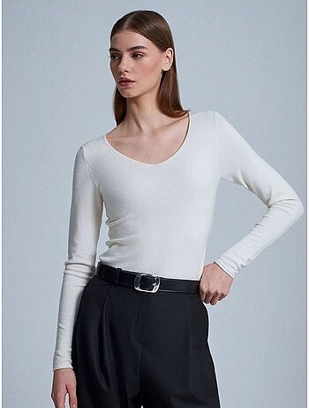 Jersey de punto acanalado de cuello en v slim fit dilvin