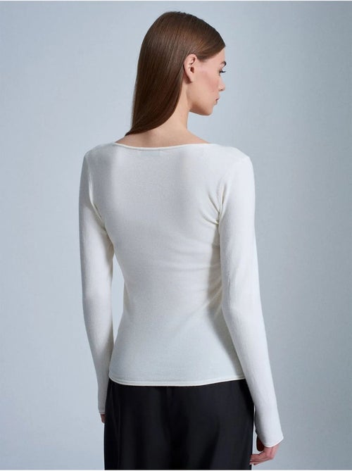 Jersey de punto acanalado de cuello en v slim fit dilvin - Kiabi Jersey de punto acanalado de cuello en v slim fit dilvin - Kiabi