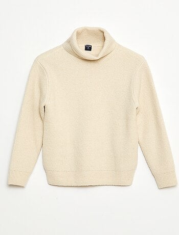 Jersey de punto acanalado liso con cuello alto