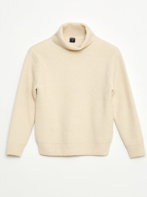 Jersey de punto acanalado liso con cuello alto - Kiabi