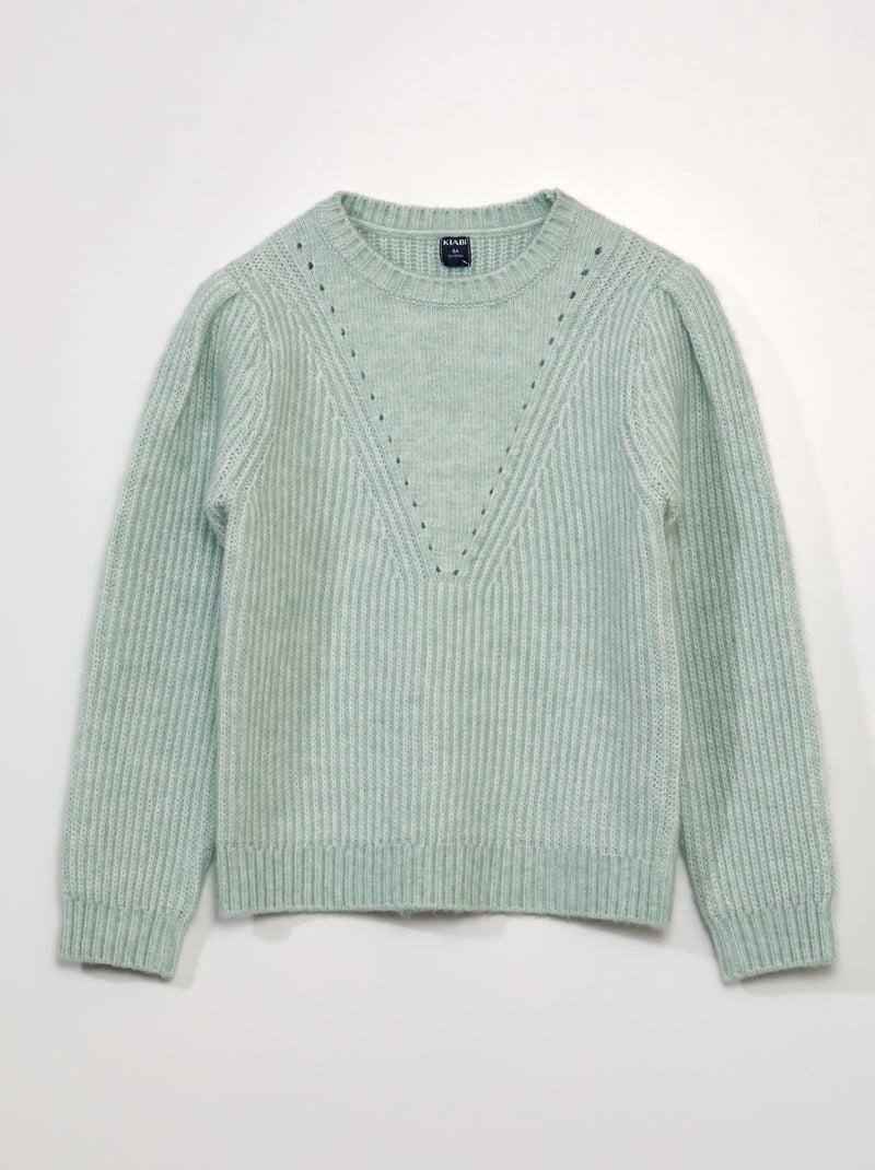 Jersey de punto bobo calado azul - Kiabi