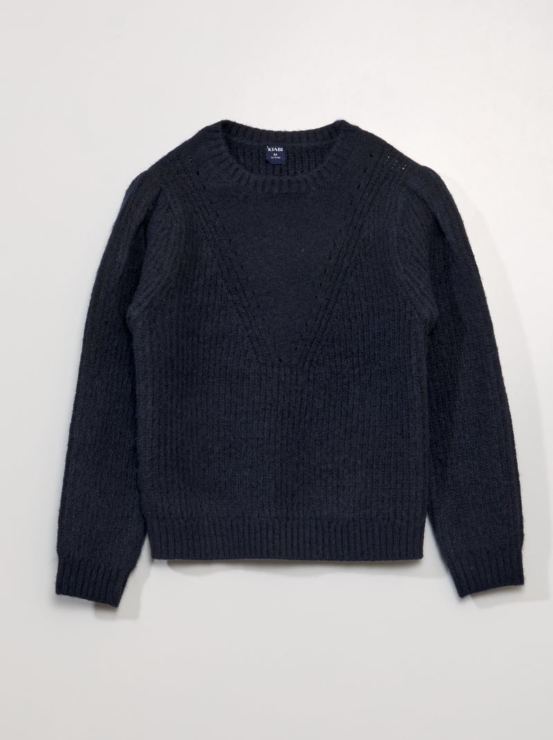 Jersey de punto bobo calado AZUL - Kiabi