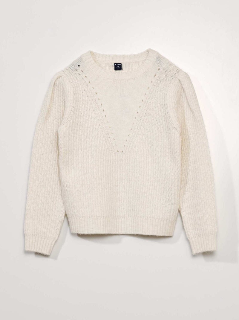 Jersey de punto bobo calado BLANCO - Kiabi