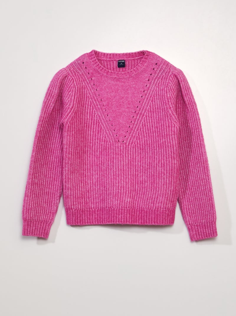 Jersey de punto bobo calado ROSA - Kiabi