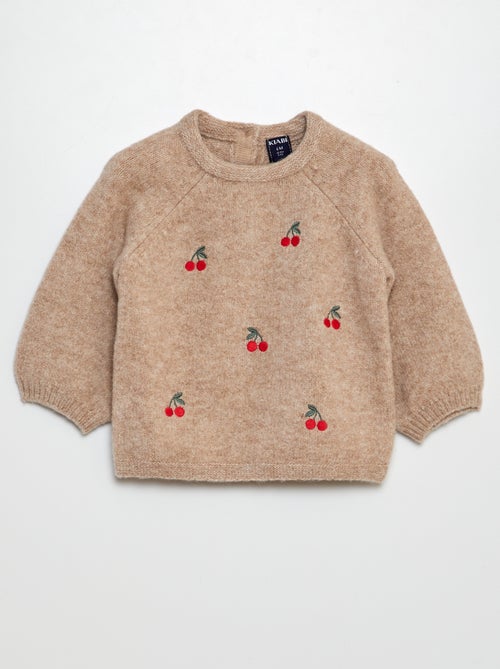 Jersey de punto bobo con bordados - Kiabi