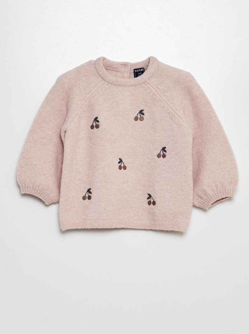Jersey de punto bobo con bordados PURPURA - Kiabi