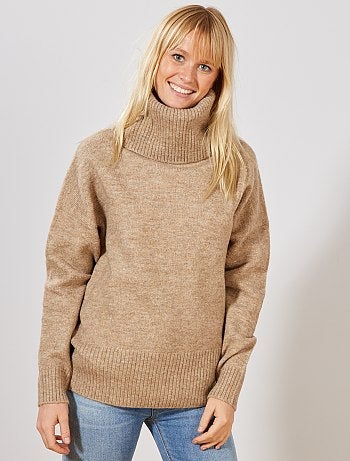 Jersey de punto bobo de cuello vuelto - Kiabi