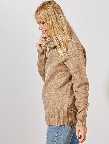 Jersey de punto bobo de cuello vuelto - Kiabi