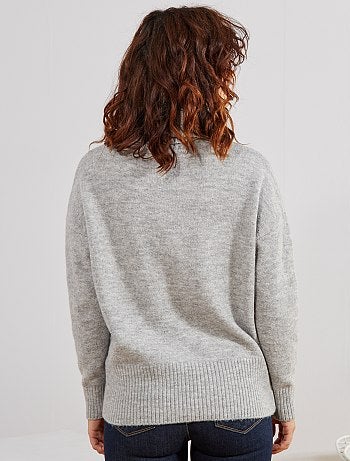 Jersey de punto bobo de cuello vuelto - Kiabi