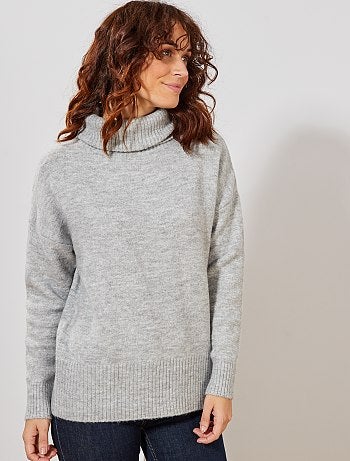 Jersey de punto bobo de cuello vuelto - Kiabi