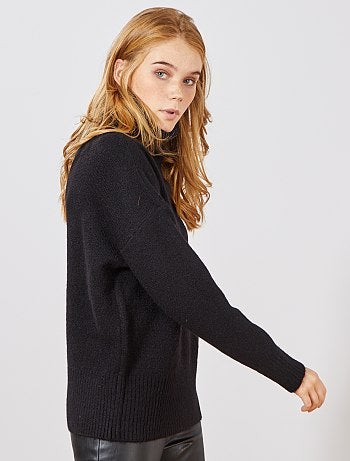 Jersey de punto bobo de cuello vuelto - Kiabi