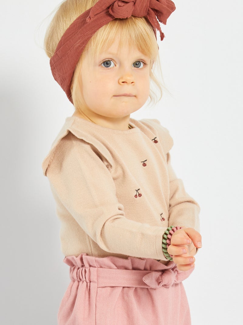 Jersey de punto bordado BEIGE - Kiabi
