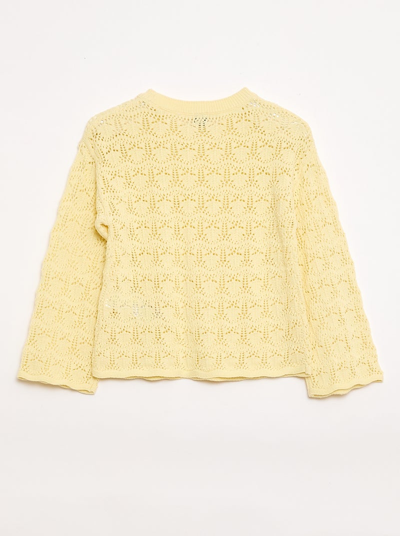 Jersey de punto calado Amarillo - Kiabi