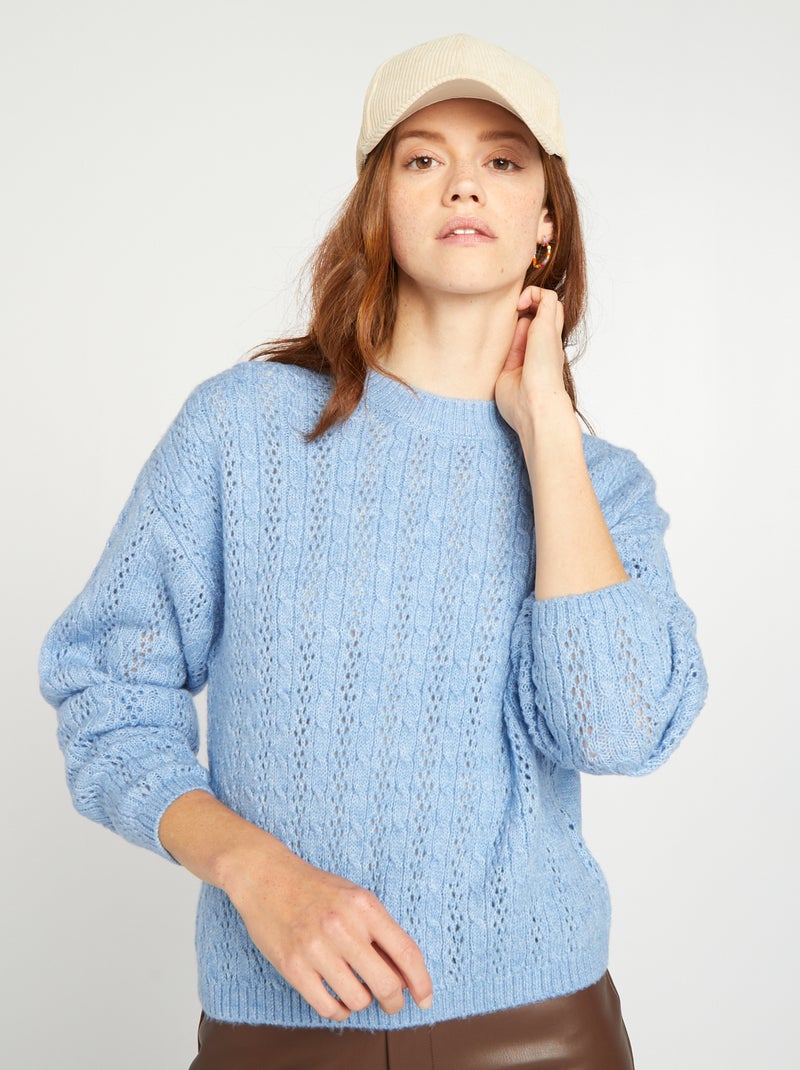 Jersey de punto calado AZUL - Kiabi