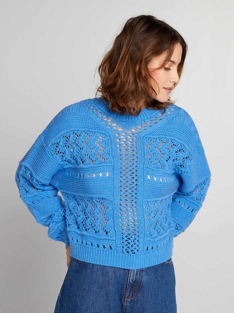 Jersey de punto calado AZUL - Kiabi