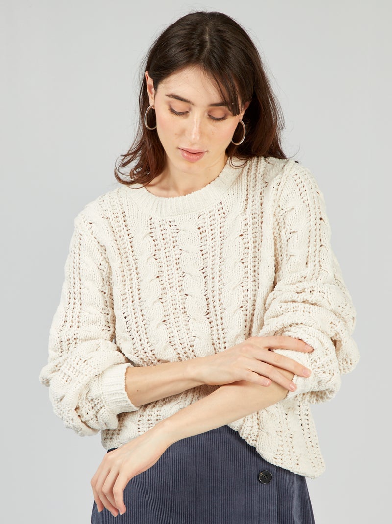 Jersey de punto calado BEIGE - Kiabi