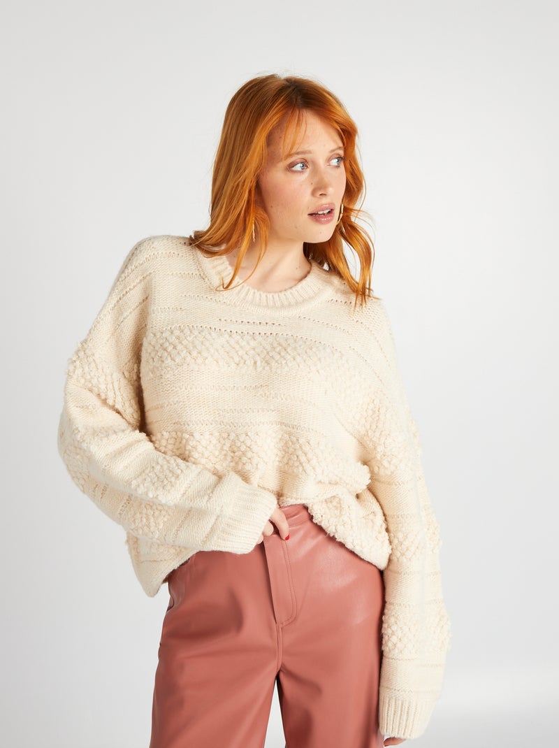 Jersey de punto calado BEIGE - Kiabi