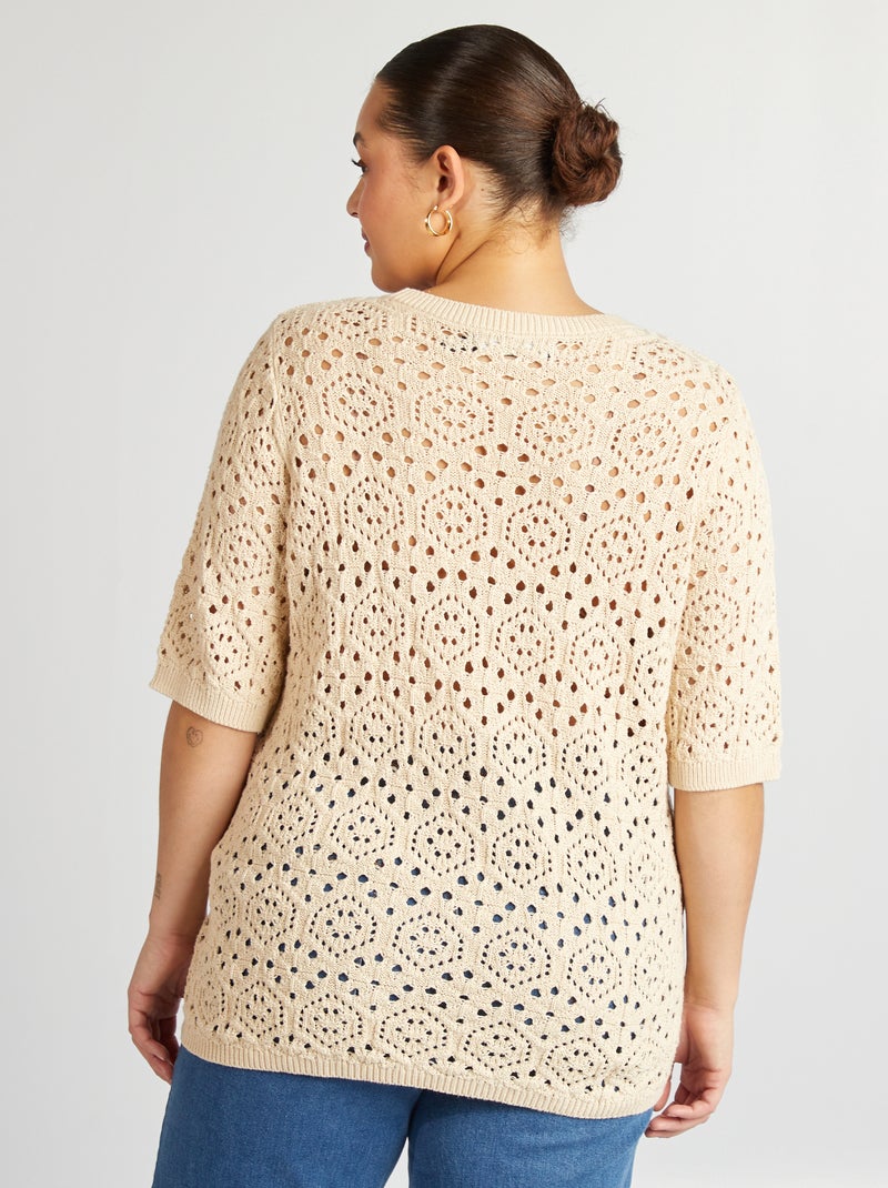 Jersey de punto calado BEIGE - Kiabi