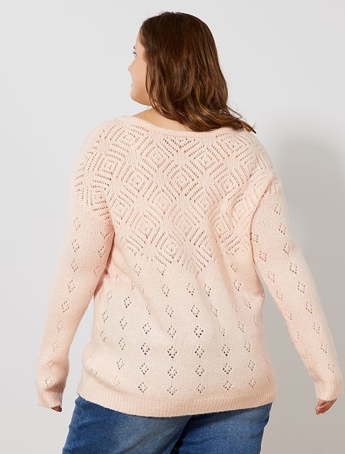 Jersey de punto calado Tallas grandes mujer - BEIGE - Kiabi - 18,00€