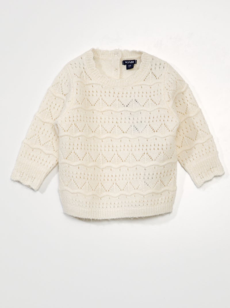 Jersey de punto calado BLANCO - Kiabi