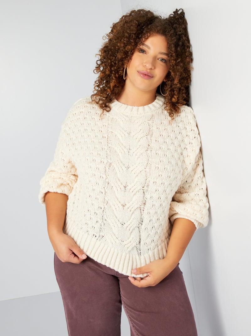 Jersey de punto calado BLANCO - Kiabi