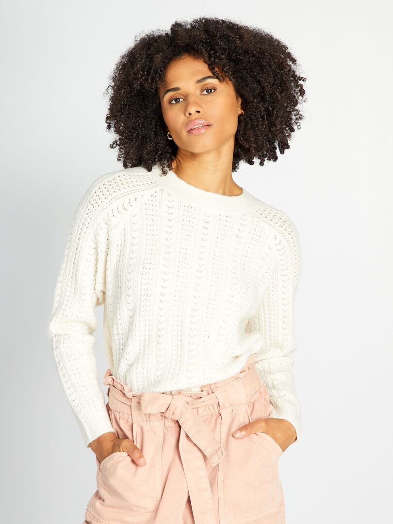Jersey de punto calado BLANCO - Kiabi