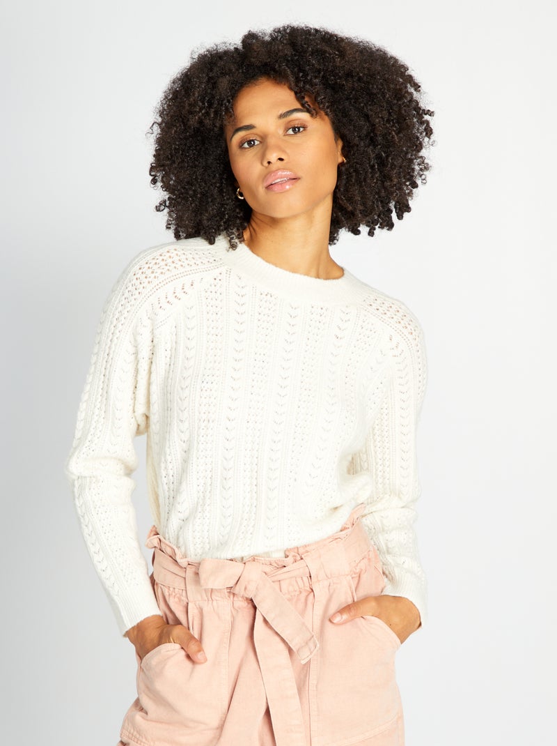 Jersey de punto calado BLANCO - Kiabi
