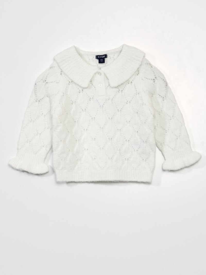 Jersey de punto calado Blanco - Kiabi
