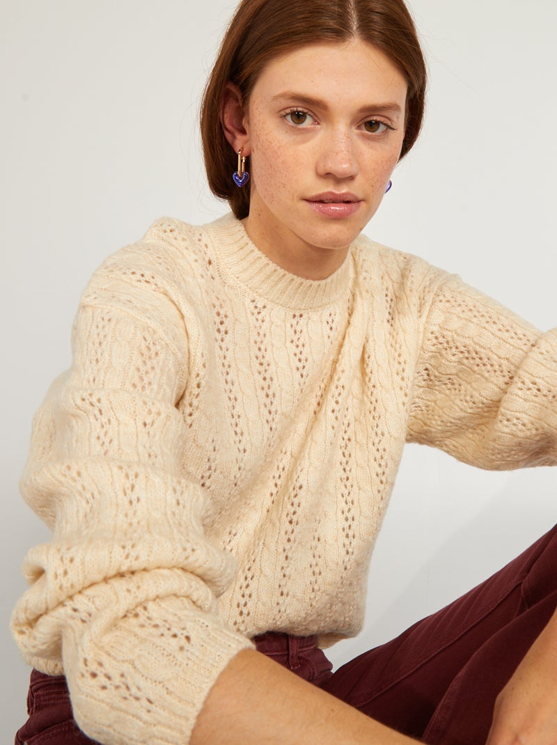 Jersey de punto calado BLANCO - Kiabi