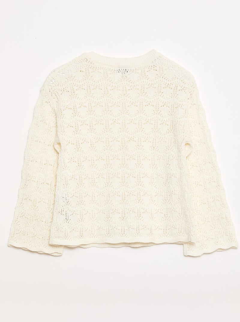 Jersey de punto calado Blanco - Kiabi